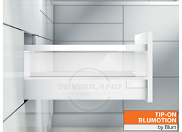 Blum TANDEMBOX Antaro D TIP-ON BLUMOTION selyemfehér fiók átlátszó üveggel