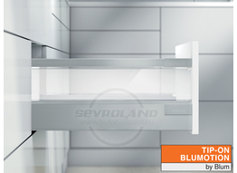 Blum TANDEMBOX Antaro D TIP-ON BLUMOTION világosszürke fiók átlátszó üveggel